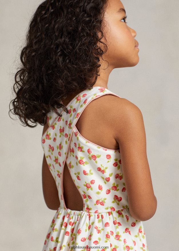 Ralph Lauren lapset mansikka joustava trikoomekko 0Z24ZR6706 mansikkaprintti