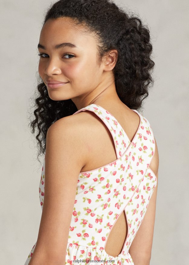 Ralph Lauren lapset mansikka joustava trikoomekko 0Z24ZR6722 mansikkaprintti