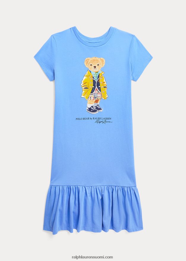 Ralph Lauren lapset poolokarhu puuvillajersey-mekko 0Z24ZR7137 satamasaaren sininen