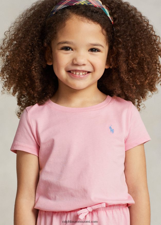 Ralph Lauren lapset puuvillajersey t-mekko 0Z24ZR7355 karmelin pinkki
