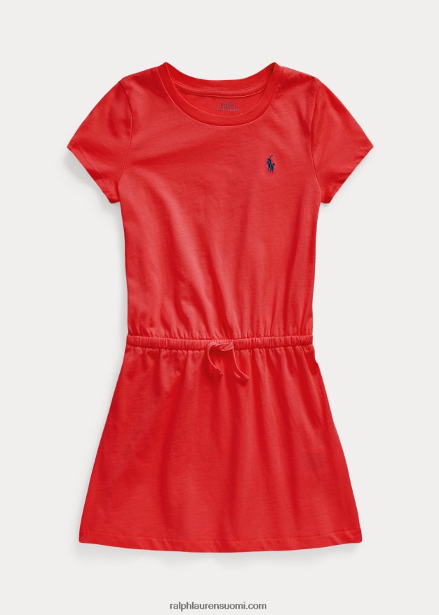 Ralph Lauren lapset puuvillajersey t-mekko 0Z24ZR7356 tyyrpuurin punainen