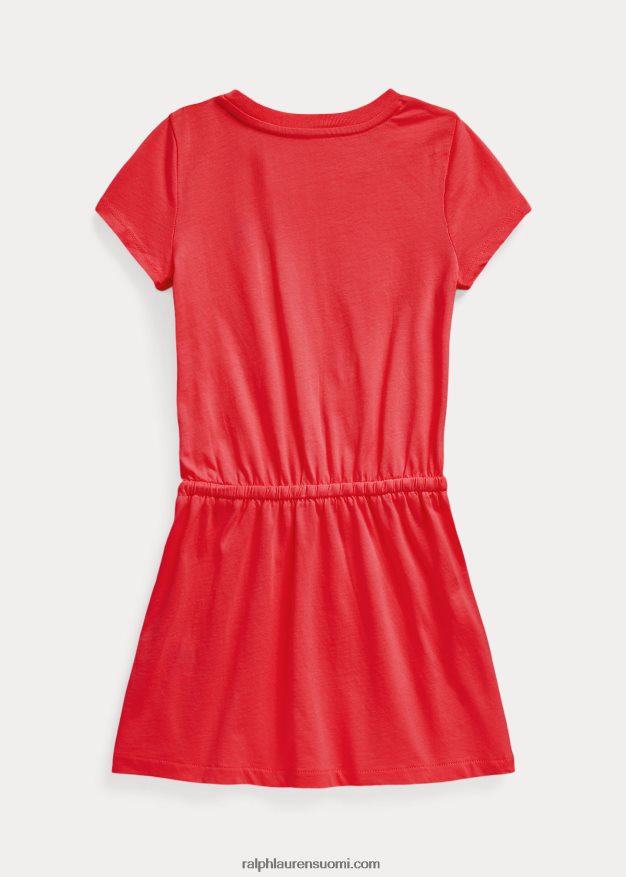 Ralph Lauren lapset puuvillajersey t-mekko 0Z24ZR7356 tyyrpuurin punainen