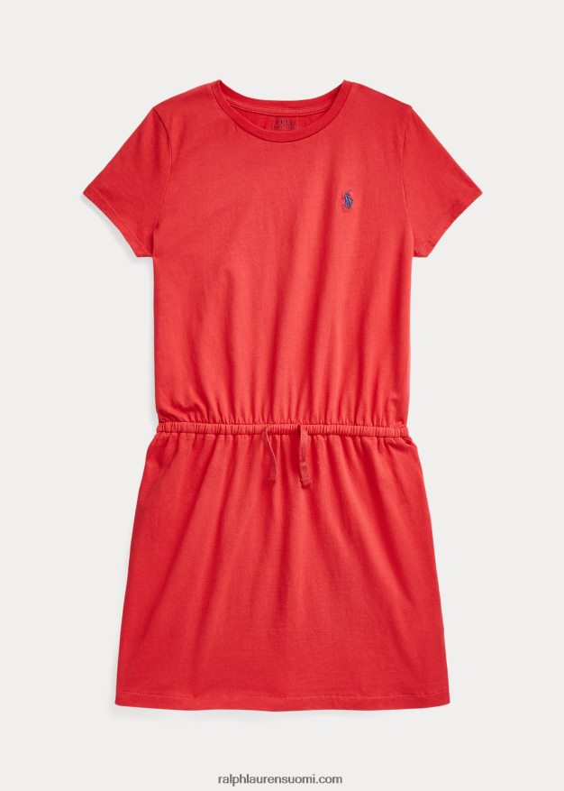 Ralph Lauren lapset puuvillajersey t-mekko 0Z24ZR7555 tyyrpuurin punainen