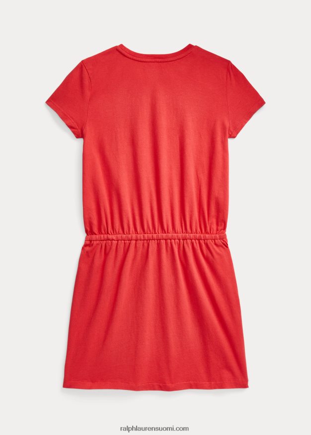 Ralph Lauren lapset puuvillajersey t-mekko 0Z24ZR7555 tyyrpuurin punainen