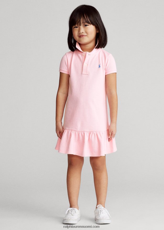 Ralph Lauren lapset puuvillaverkkomainen poolomekko 0Z24ZR6768 karmelin pinkki