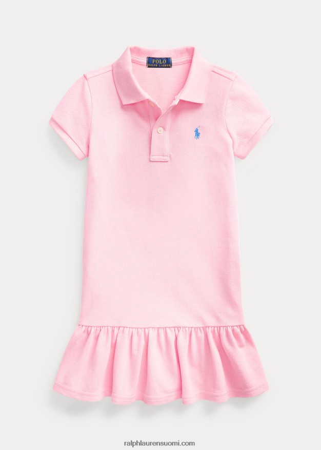 Ralph Lauren lapset puuvillaverkkomainen poolomekko 0Z24ZR6768 karmelin pinkki