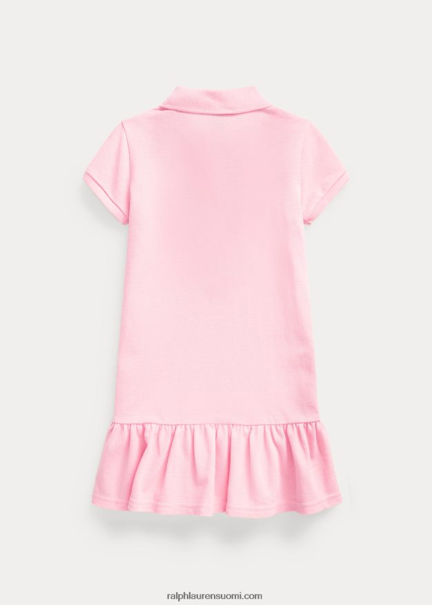 Ralph Lauren lapset puuvillaverkkomainen poolomekko 0Z24ZR6768 karmelin pinkki