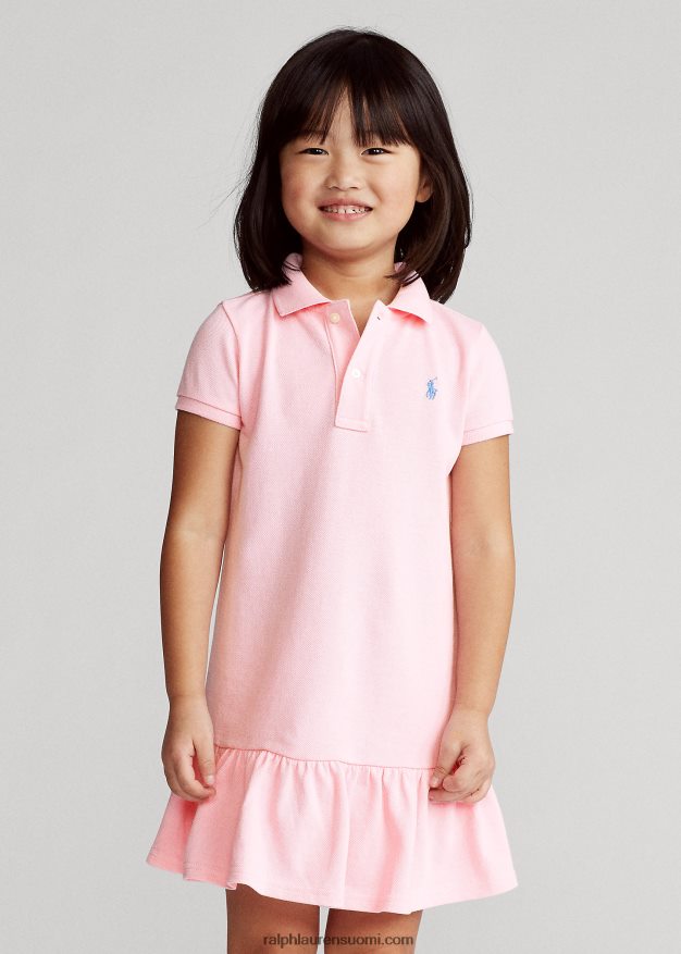 Ralph Lauren lapset puuvillaverkkomainen poolomekko 0Z24ZR6768 karmelin pinkki