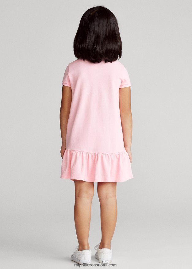 Ralph Lauren lapset puuvillaverkkomainen poolomekko 0Z24ZR6768 karmelin pinkki