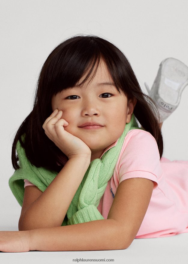 Ralph Lauren lapset puuvillaverkkomainen poolomekko 0Z24ZR6768 karmelin pinkki