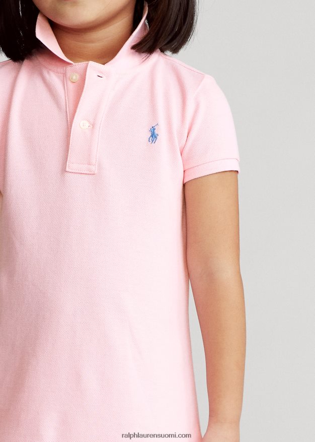 Ralph Lauren lapset puuvillaverkkomainen poolomekko 0Z24ZR6768 karmelin pinkki