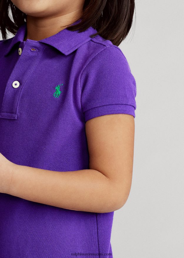 Ralph Lauren lapset puuvillaverkkomainen poolomekko 0Z24ZR6769 chalet violetti