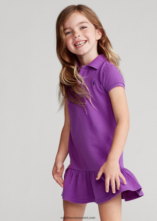 Ralph Lauren lapset puuvillaverkkomainen poolomekko 0Z24ZR6770 paloma violetti