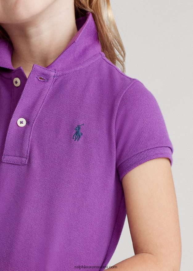 Ralph Lauren lapset puuvillaverkkomainen poolomekko 0Z24ZR6770 paloma violetti