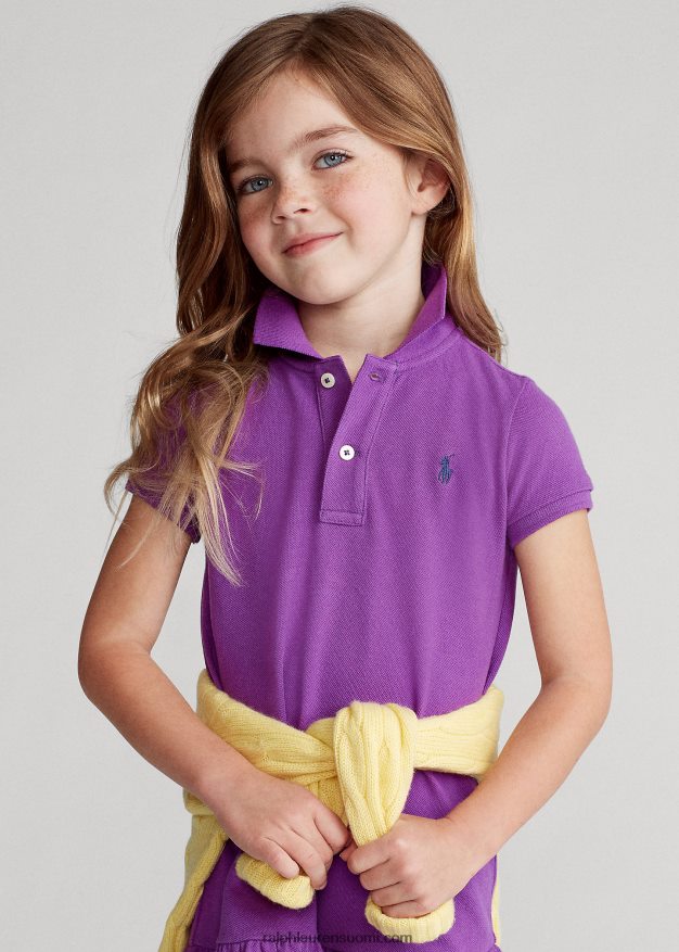 Ralph Lauren lapset puuvillaverkkomainen poolomekko 0Z24ZR6770 paloma violetti