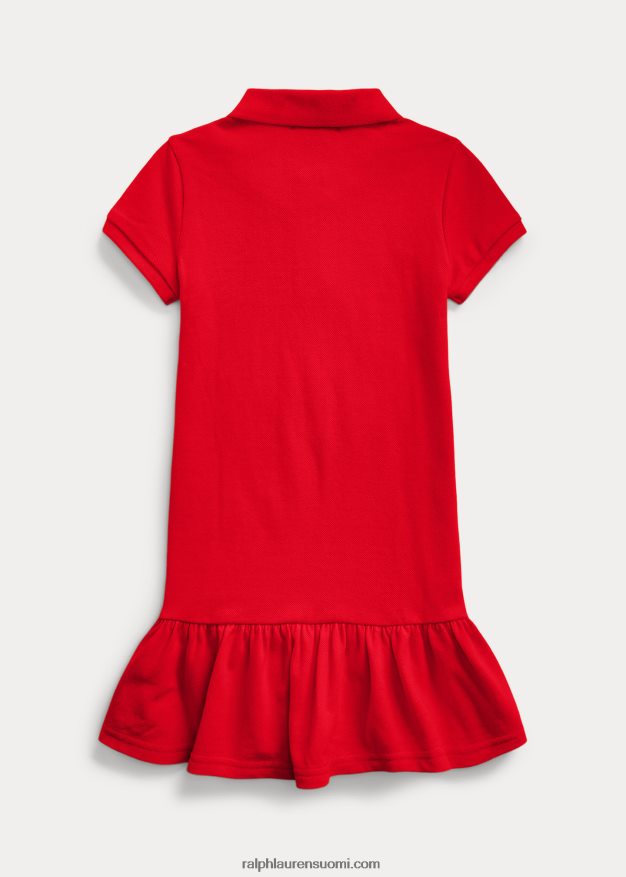 Ralph Lauren lapset puuvillaverkkomainen poolomekko 0Z24ZR6771 Rl 2000 punainen