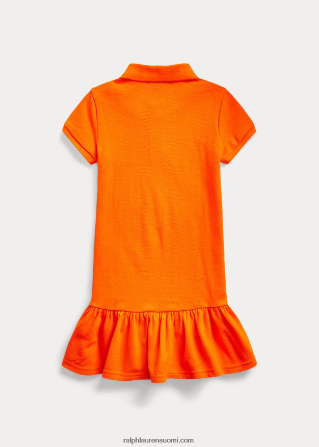 Ralph Lauren lapset puuvillaverkkomainen poolomekko 0Z24ZR6772 purjehtiva oranssi