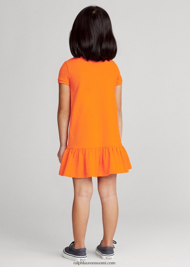 Ralph Lauren lapset puuvillaverkkomainen poolomekko 0Z24ZR6772 purjehtiva oranssi