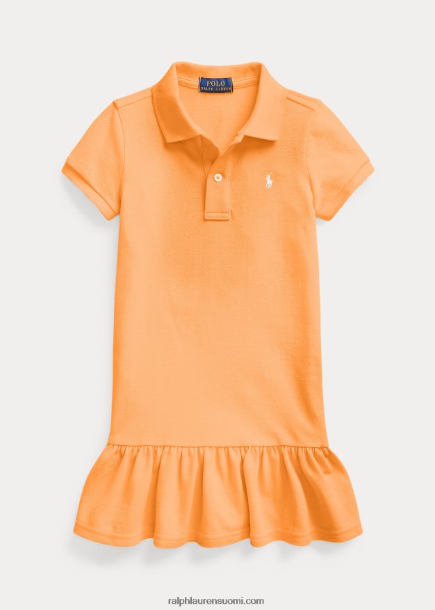 Ralph Lauren lapset puuvillaverkkomainen poolomekko 0Z24ZR6773 key west oranssi