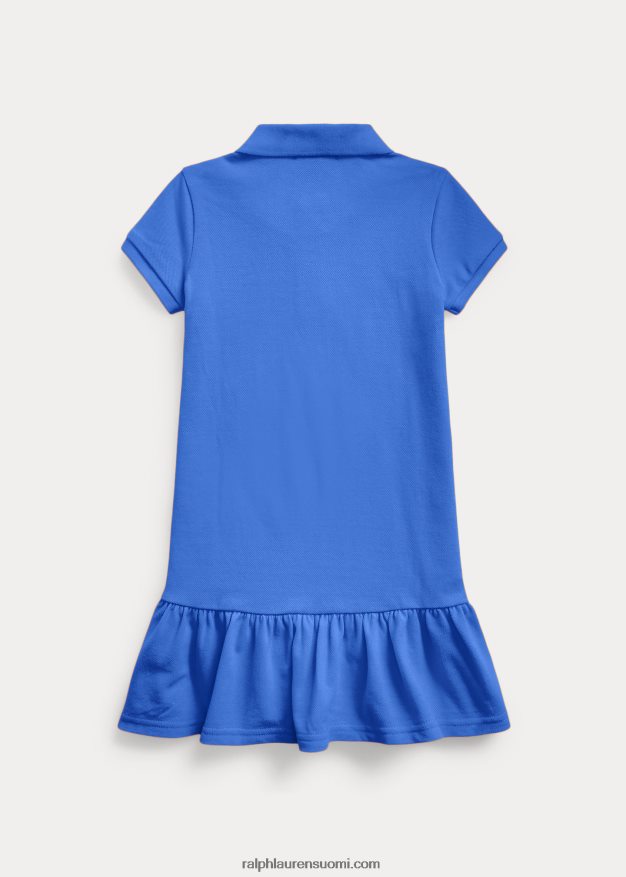 Ralph Lauren lapset puuvillaverkkomainen poolomekko 0Z24ZR6774 uusi iiriksen sininen