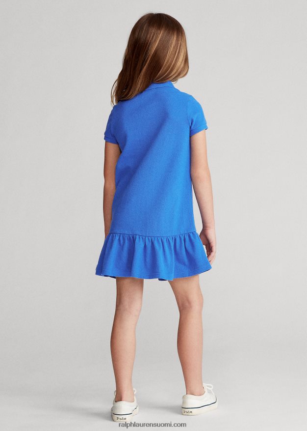 Ralph Lauren lapset puuvillaverkkomainen poolomekko 0Z24ZR6774 uusi iiriksen sininen