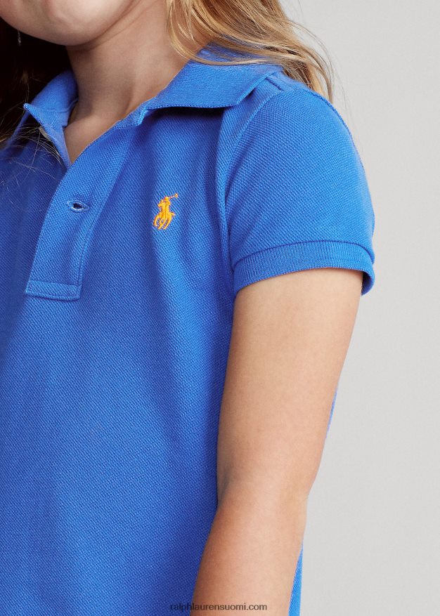 Ralph Lauren lapset puuvillaverkkomainen poolomekko 0Z24ZR6774 uusi iiriksen sininen