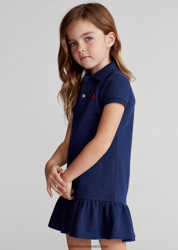 Ralph Lauren lapset puuvillaverkkomainen poolomekko 0Z24ZR6775 newportin laivasto
