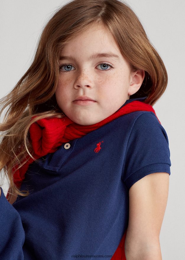 Ralph Lauren lapset puuvillaverkkomainen poolomekko 0Z24ZR6775 newportin laivasto