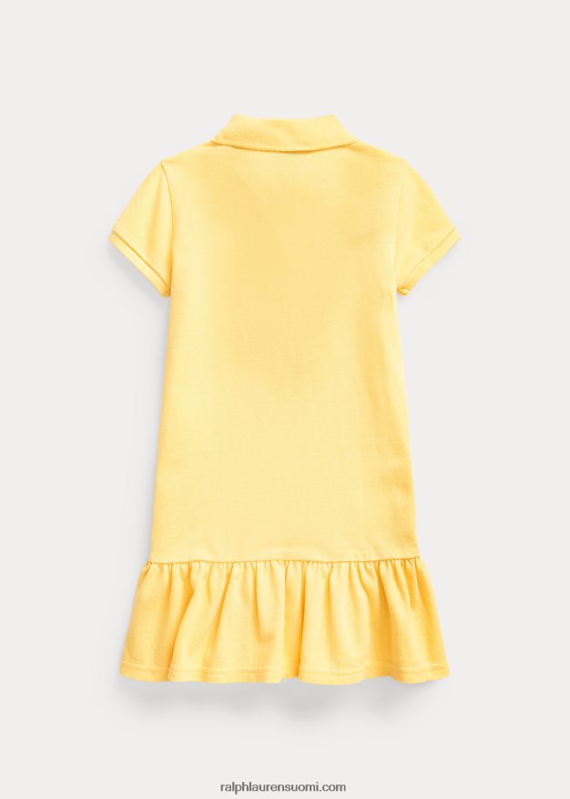 Ralph Lauren lapset puuvillaverkkomainen poolomekko 0Z24ZR6777 maissin keltainen