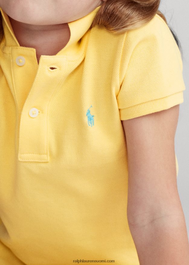Ralph Lauren lapset puuvillaverkkomainen poolomekko 0Z24ZR6777 maissin keltainen