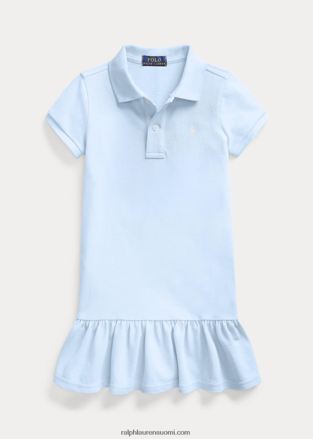 Ralph Lauren lapset puuvillaverkkomainen poolomekko 0Z24ZR6778 toimiston sininen