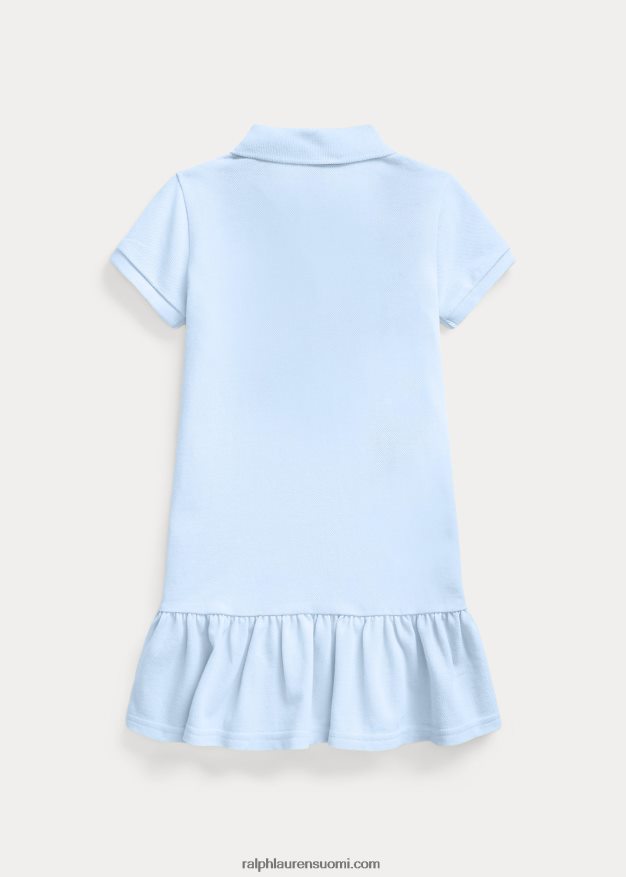 Ralph Lauren lapset puuvillaverkkomainen poolomekko 0Z24ZR6778 toimiston sininen