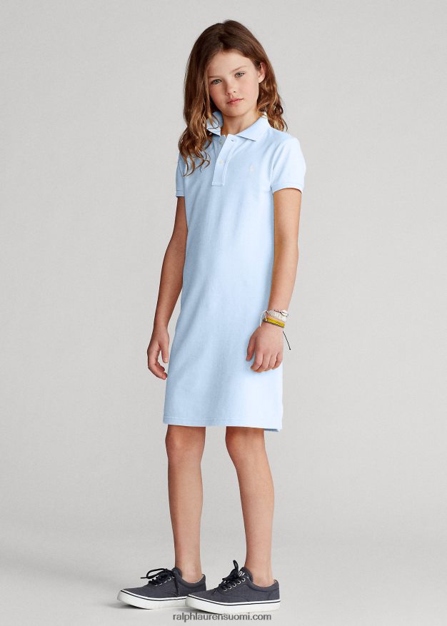 Ralph Lauren lapset puuvillaverkkomainen poolomekko 0Z24ZR7009 toimiston sininen