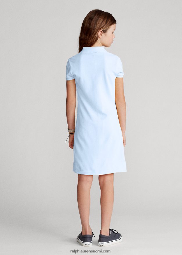 Ralph Lauren lapset puuvillaverkkomainen poolomekko 0Z24ZR7009 toimiston sininen