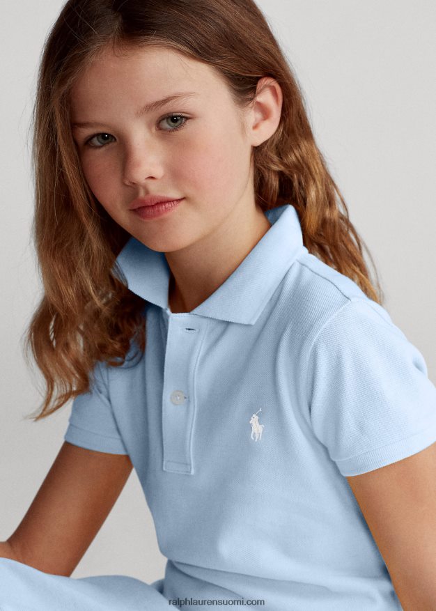 Ralph Lauren lapset puuvillaverkkomainen poolomekko 0Z24ZR7009 toimiston sininen