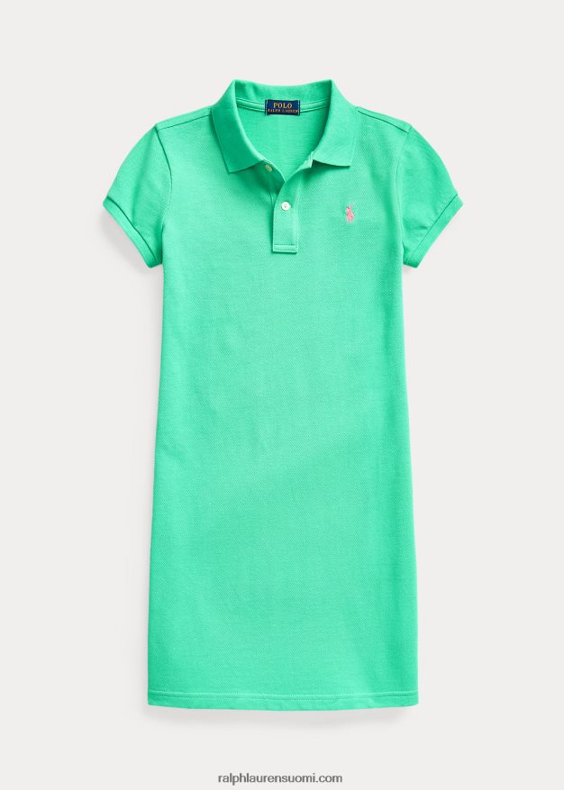 Ralph Lauren lapset puuvillaverkkomainen poolomekko 0Z24ZR7010 auringonlaskun vihreä