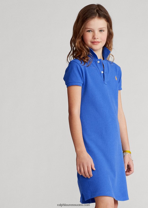 Ralph Lauren lapset puuvillaverkkomainen poolomekko 0Z24ZR7011 uusi iiriksen sininen