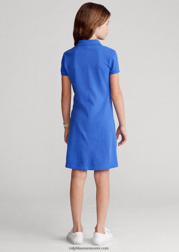 Ralph Lauren lapset puuvillaverkkomainen poolomekko 0Z24ZR7011 uusi iiriksen sininen