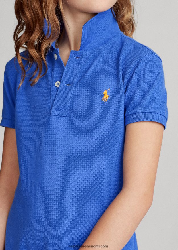 Ralph Lauren lapset puuvillaverkkomainen poolomekko 0Z24ZR7011 uusi iiriksen sininen