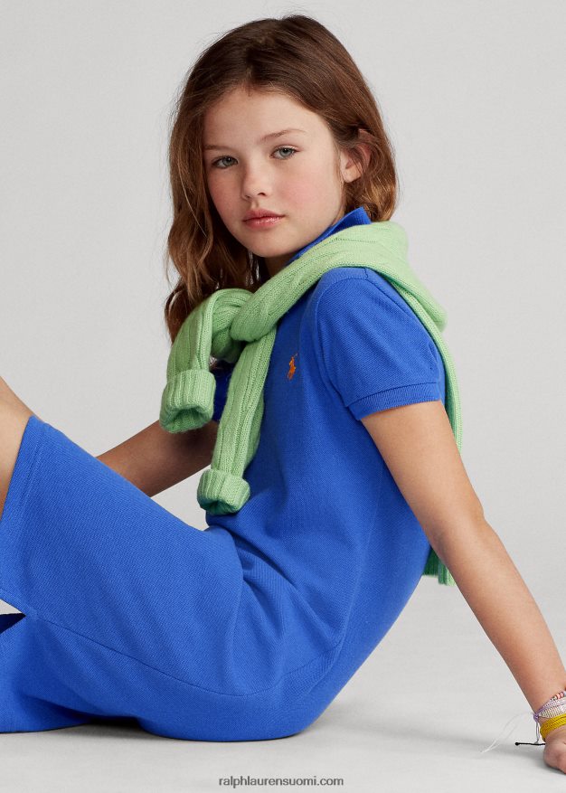 Ralph Lauren lapset puuvillaverkkomainen poolomekko 0Z24ZR7011 uusi iiriksen sininen
