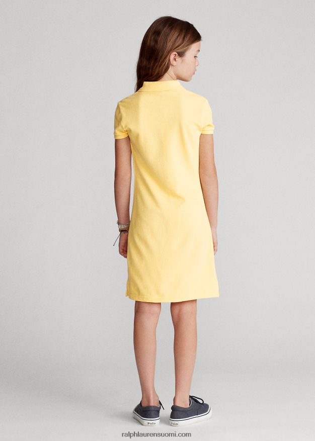 Ralph Lauren lapset puuvillaverkkomainen poolomekko 0Z24ZR7012 maissin keltainen