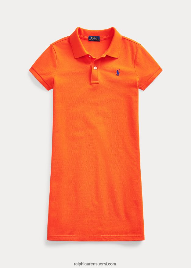 Ralph Lauren lapset puuvillaverkkomainen poolomekko 0Z24ZR7014 purjehtiva oranssi