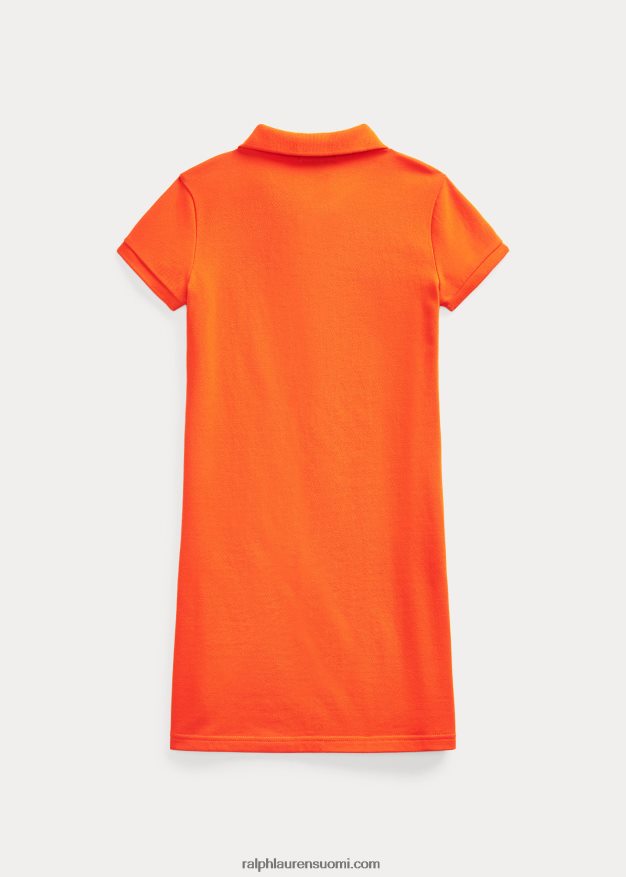 Ralph Lauren lapset puuvillaverkkomainen poolomekko 0Z24ZR7014 purjehtiva oranssi