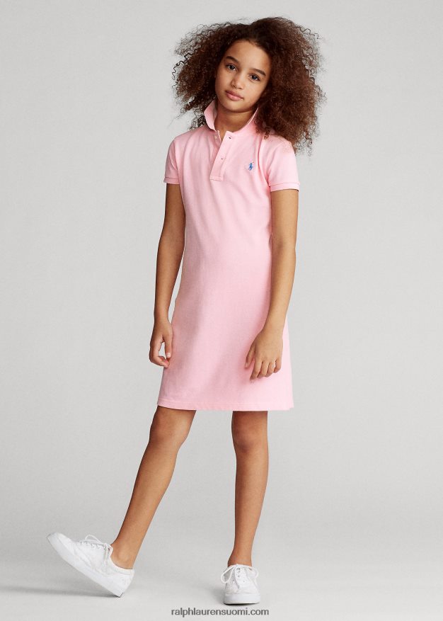 Ralph Lauren lapset puuvillaverkkomainen poolomekko 0Z24ZR7015 karmelin pinkki