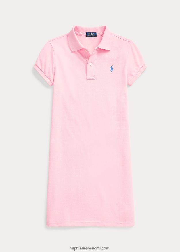 Ralph Lauren lapset puuvillaverkkomainen poolomekko 0Z24ZR7015 karmelin pinkki