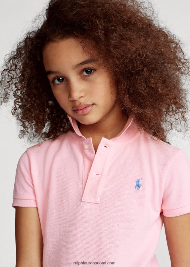 Ralph Lauren lapset puuvillaverkkomainen poolomekko 0Z24ZR7015 karmelin pinkki