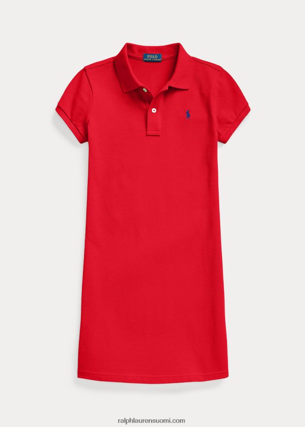 Ralph Lauren lapset puuvillaverkkomainen poolomekko 0Z24ZR7019 Rl 2000 punainen