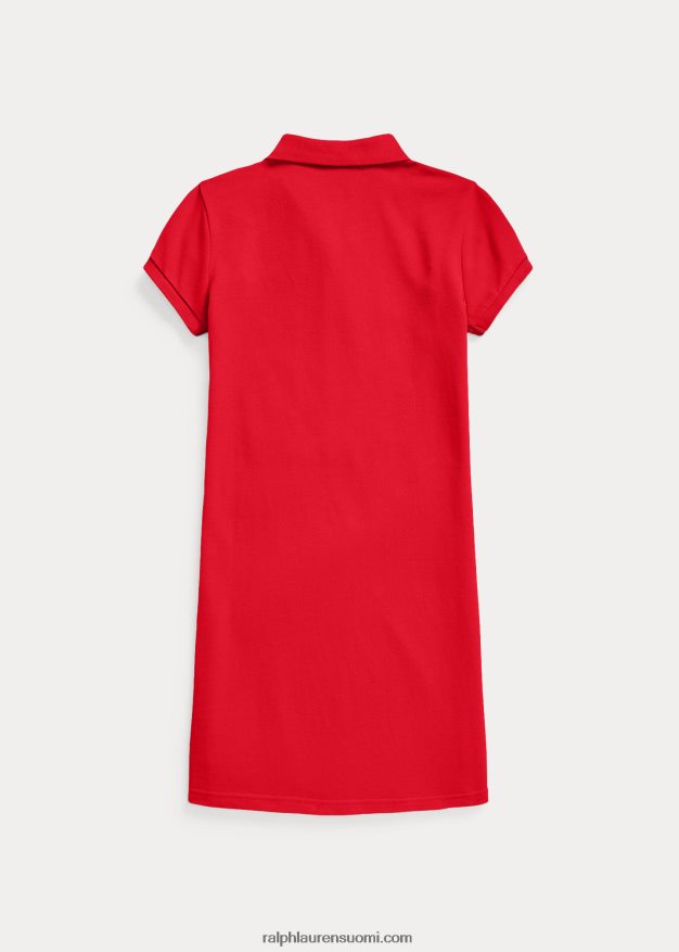 Ralph Lauren lapset puuvillaverkkomainen poolomekko 0Z24ZR7019 Rl 2000 punainen