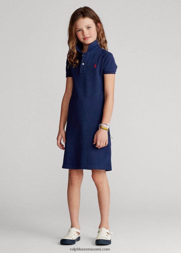 Ralph Lauren lapset puuvillaverkkomainen poolomekko 0Z24ZR7020 newportin laivasto