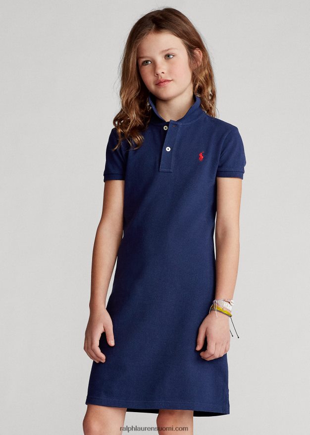 Ralph Lauren lapset puuvillaverkkomainen poolomekko 0Z24ZR7020 newportin laivasto